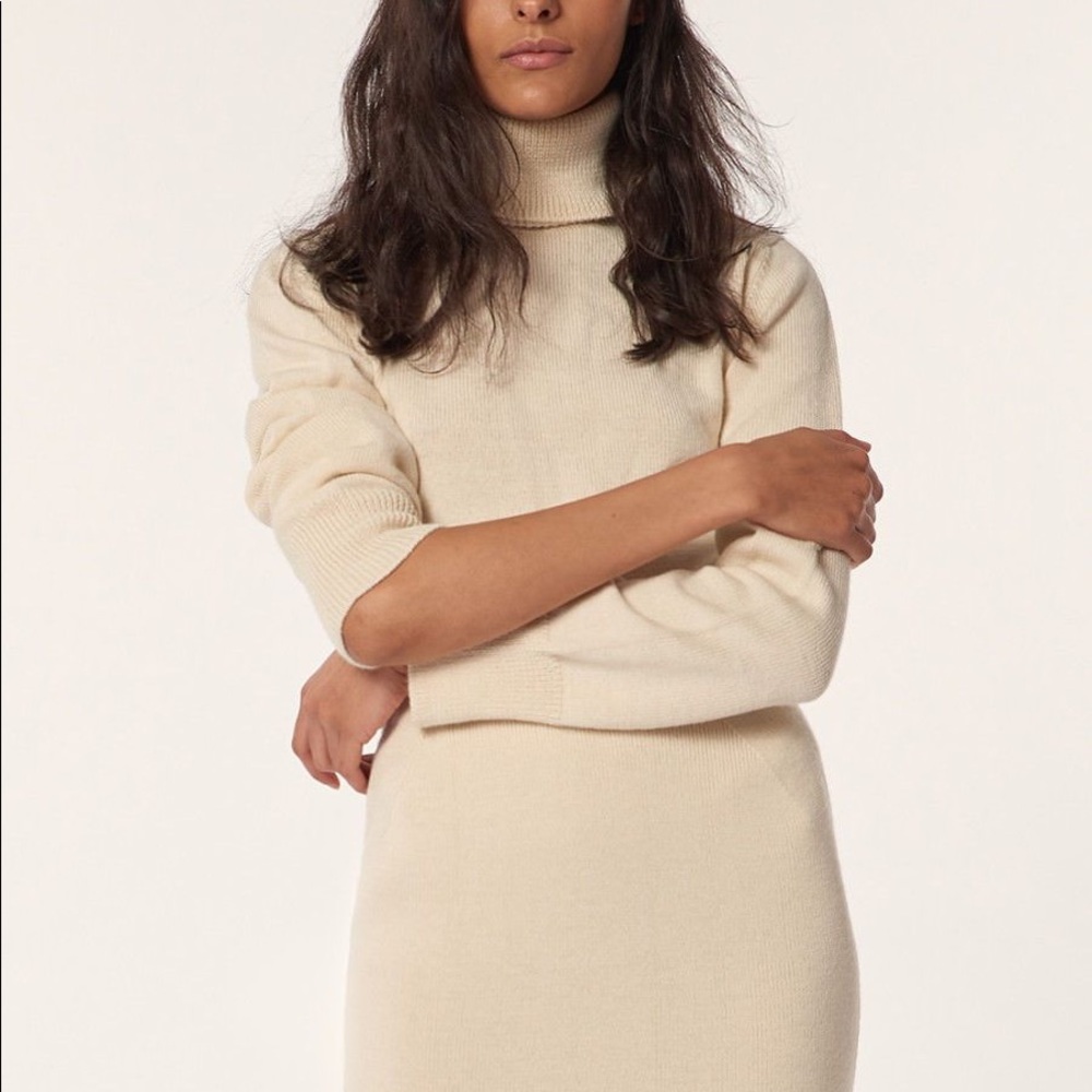 Cream White Mara Hoffman Wool Turtleneck Sweater